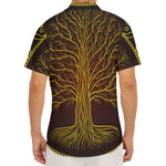 Druidic Yggdrasil Tree Print Men's Deep V-Neck Shirt