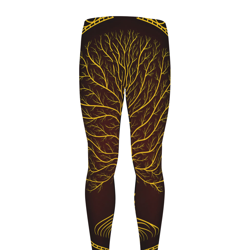 Druidic Yggdrasil Tree Print Men's leggings