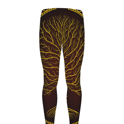 Druidic Yggdrasil Tree Print Men's leggings