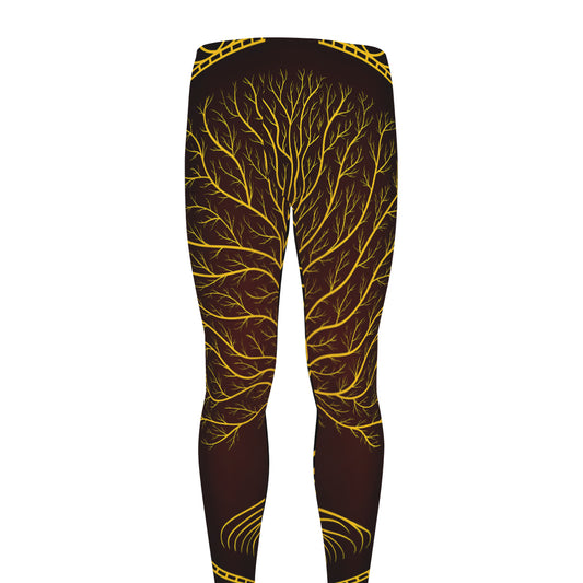 Druidic Yggdrasil Tree Print Men's leggings