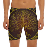 Druidic Yggdrasil Tree Print Men's Long Boxer Briefs