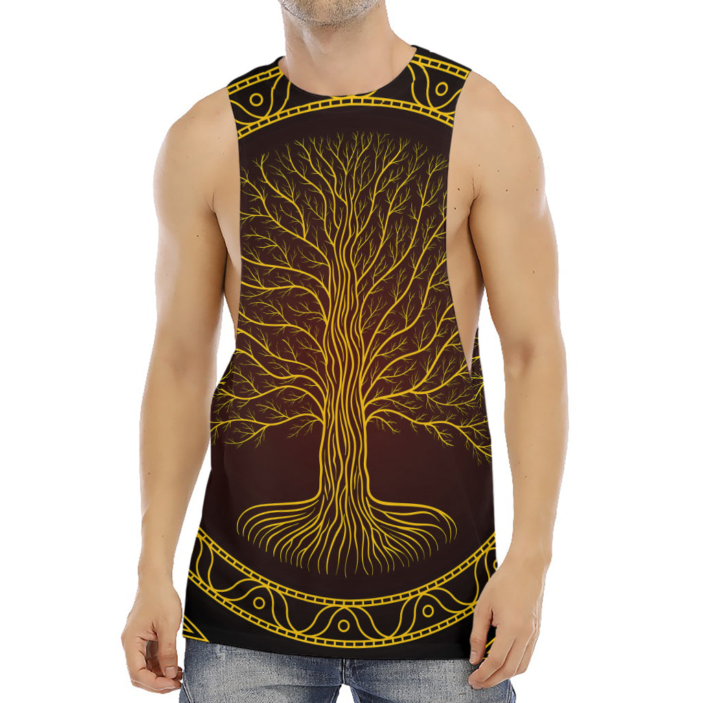 Druidic Yggdrasil Tree Print Men's Muscle Tank Top