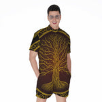 Druidic Yggdrasil Tree Print Men's Rompers