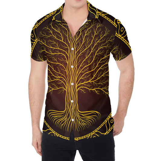 Druidic Yggdrasil Tree Print Men's Shirt