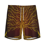 Druidic Yggdrasil Tree Print Men's Sports Shorts