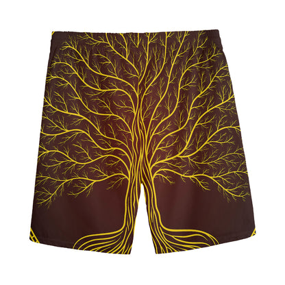 Druidic Yggdrasil Tree Print Men's Sports Shorts