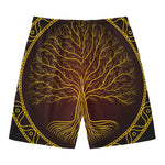 Druidic Yggdrasil Tree Print Men's Swim Trunks