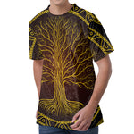 Druidic Yggdrasil Tree Print Men's Velvet T-Shirt