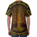 Druidic Yggdrasil Tree Print Men's Velvet T-Shirt