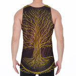 Druidic Yggdrasil Tree Print Men's Velvet Tank Top