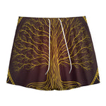Druidic Yggdrasil Tree Print Mesh Shorts