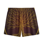 Druidic Yggdrasil Tree Print Mesh Shorts