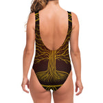 Druidic Yggdrasil Tree Print One Piece Swimsuit