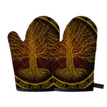 Druidic Yggdrasil Tree Print Oven Mitts