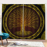 Druidic Yggdrasil Tree Print Pencil Pleat Curtains