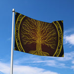 Druidic Yggdrasil Tree Print Polyester Flag