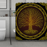 Druidic Yggdrasil Tree Print Polyester Shower Curtain