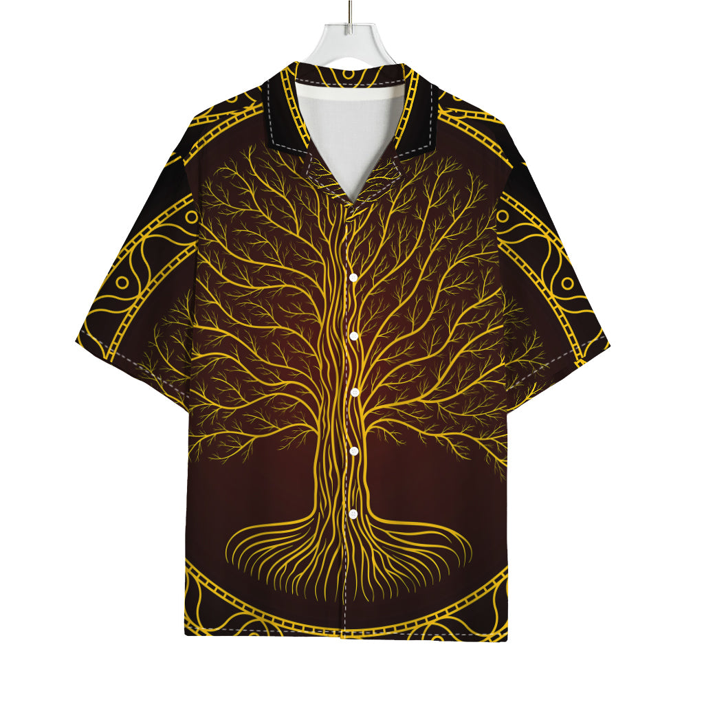 Druidic Yggdrasil Tree Print Rayon Hawaiian Shirt