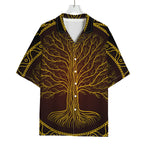 Druidic Yggdrasil Tree Print Rayon Hawaiian Shirt