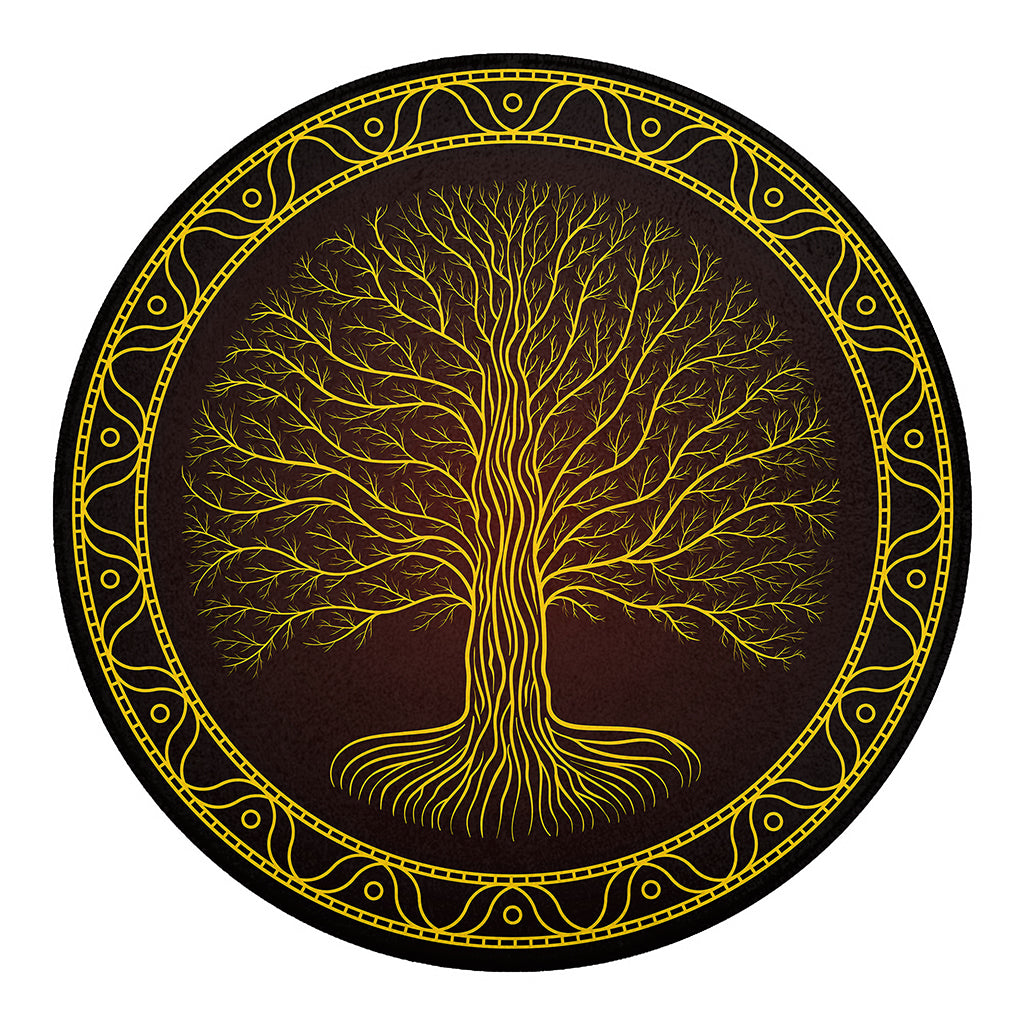 Druidic Yggdrasil Tree Print Round Blanket