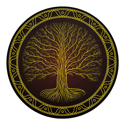 Druidic Yggdrasil Tree Print Round Blanket