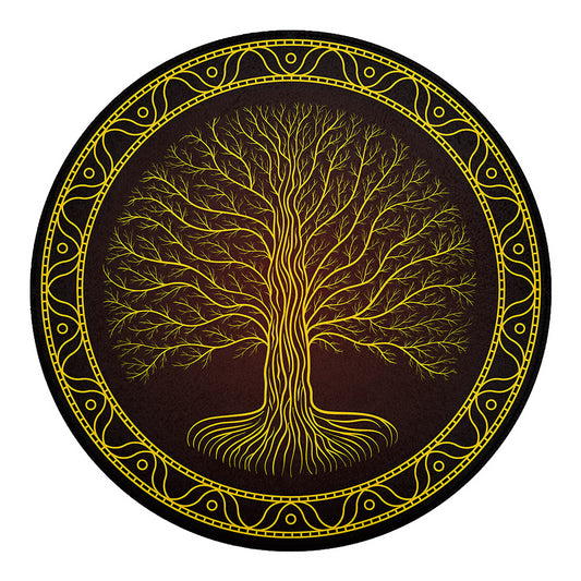 Druidic Yggdrasil Tree Print Round Blanket