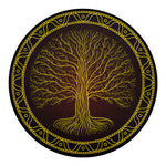 Druidic Yggdrasil Tree Print Round Blanket