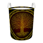 Druidic Yggdrasil Tree Print Round Laundry Basket