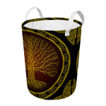 Druidic Yggdrasil Tree Print Round Laundry Basket