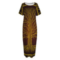 Druidic Yggdrasil Tree Print Short Sleeve Long Nightdress