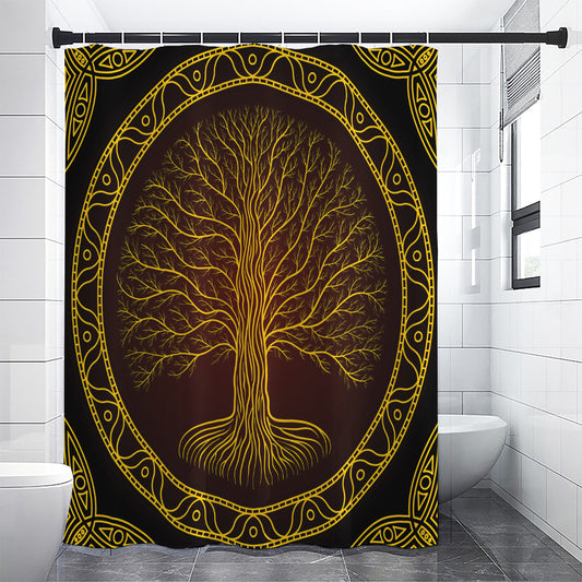 Druidic Yggdrasil Tree Print Shower Curtain