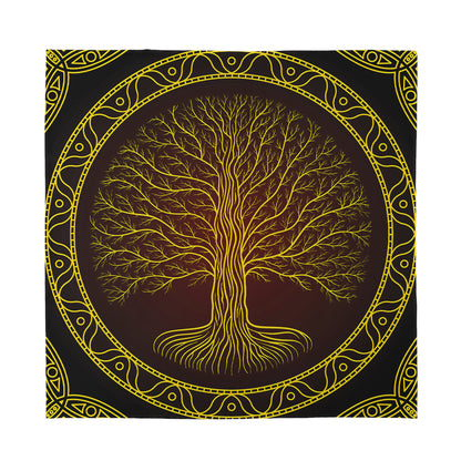 Druidic Yggdrasil Tree Print Silk Bandana