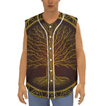 Druidic Yggdrasil Tree Print Sleeveless Baseball Jersey