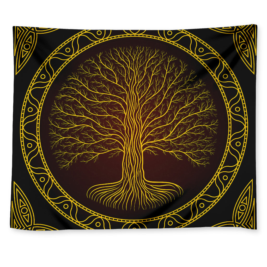 Druidic Yggdrasil Tree Print Tapestry