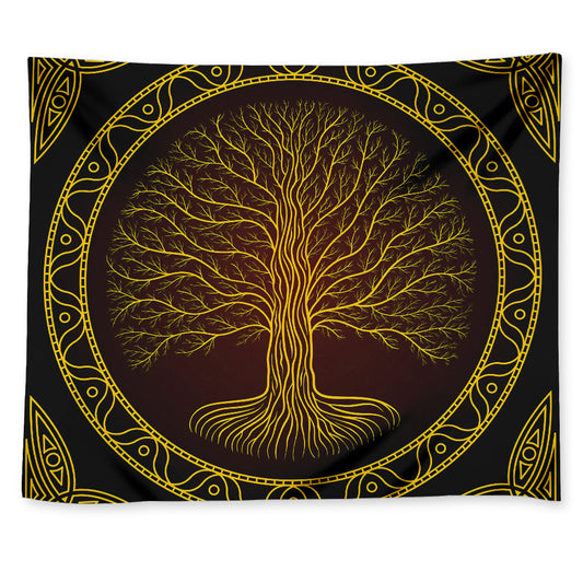 Druidic Yggdrasil Tree Print Tapestry