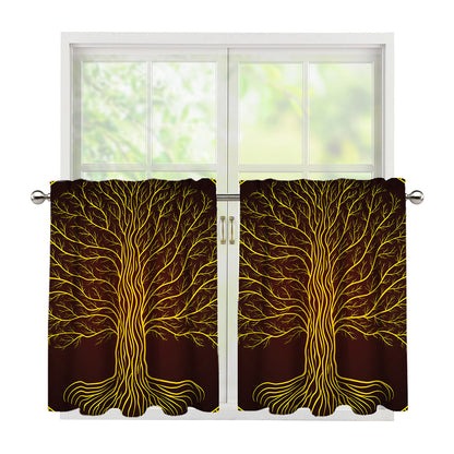 Druidic Yggdrasil Tree Print Tier Curtains