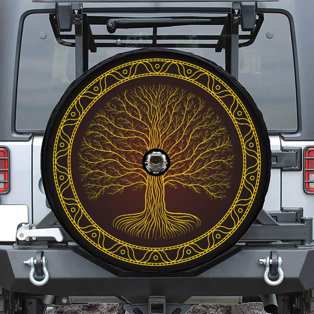 Druidic Yggdrasil Tree Print Tire Cover With Camera Hole