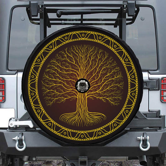 Druidic Yggdrasil Tree Print Tire Cover With Camera Hole