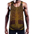 Druidic Yggdrasil Tree Print Men's Workout Tank Top