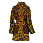 Druidic Yggdrasil Tree Print Women's Bathrobe