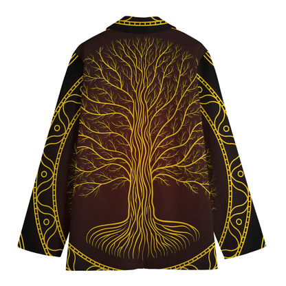 Druidic Yggdrasil Tree Print Women's Blazer