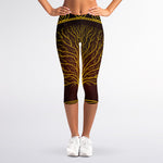 Druidic Yggdrasil Tree Print Women's Capri Leggings