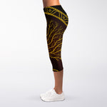 Druidic Yggdrasil Tree Print Women's Capri Leggings