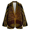 Druidic Yggdrasil Tree Print Women's Cotton Blazer