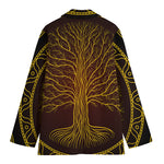 Druidic Yggdrasil Tree Print Women's Cotton Blazer