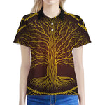 Druidic Yggdrasil Tree Print Women's Polo Shirt