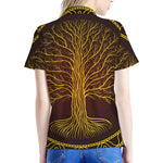 Druidic Yggdrasil Tree Print Women's Polo Shirt