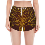 Druidic Yggdrasil Tree Print Women's Split Running Shorts