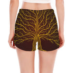 Druidic Yggdrasil Tree Print Women's Split Running Shorts