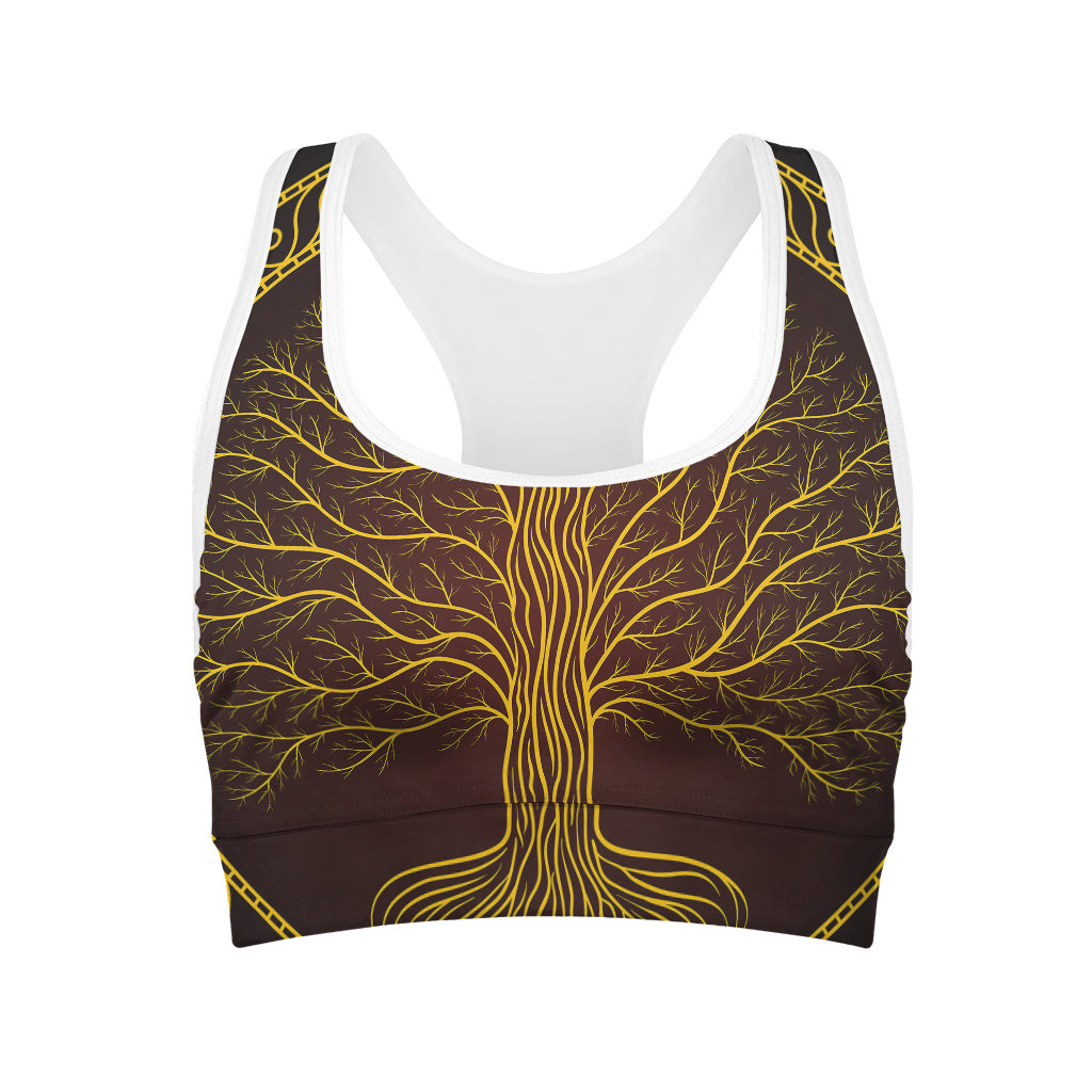 Druidic Yggdrasil Tree Print Women's Sports Bra